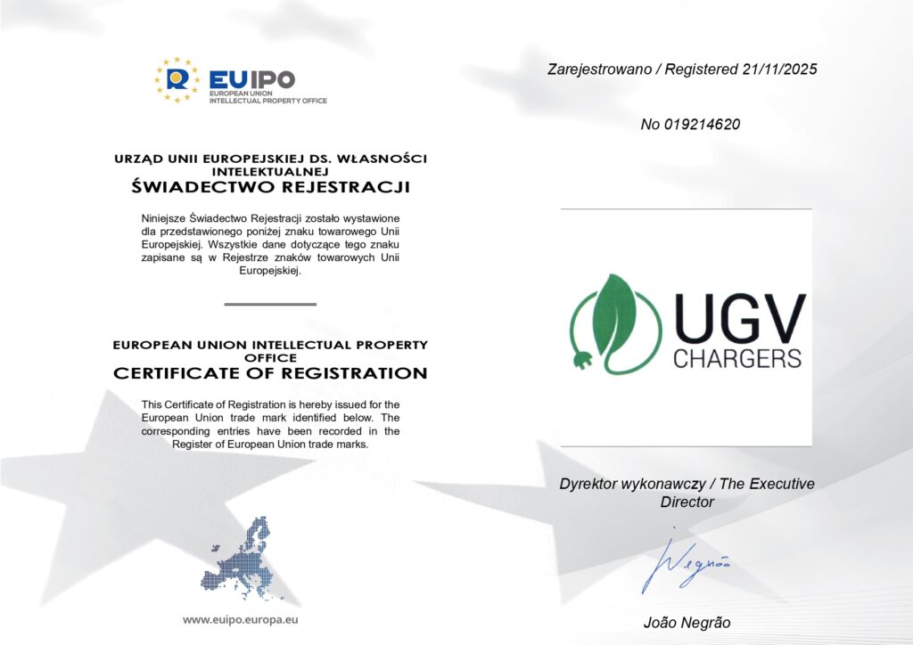 UGV Chargers získal potvrdenie ochrannej známky v Európskej únii