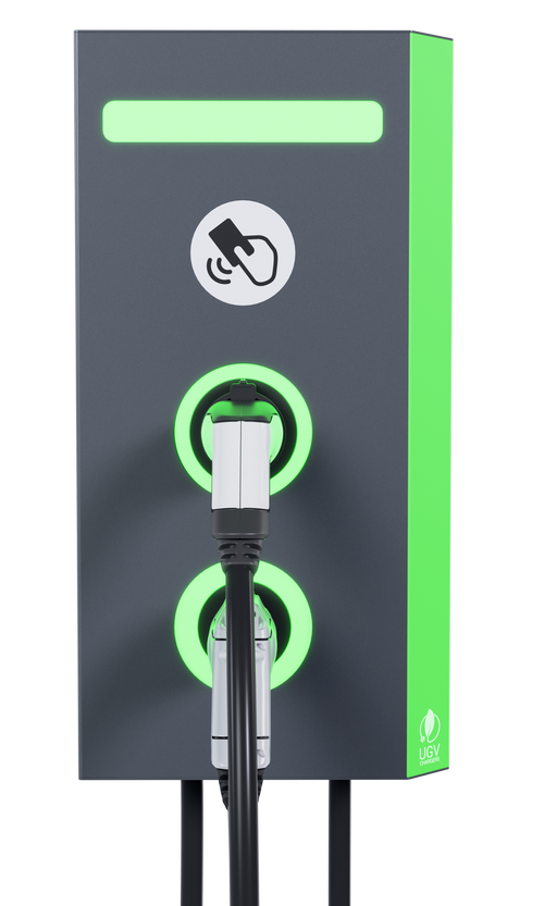 UGV-A22AW-T11T11-RM – 22 kW wall-mounted AC charging station with two Type 2 cables