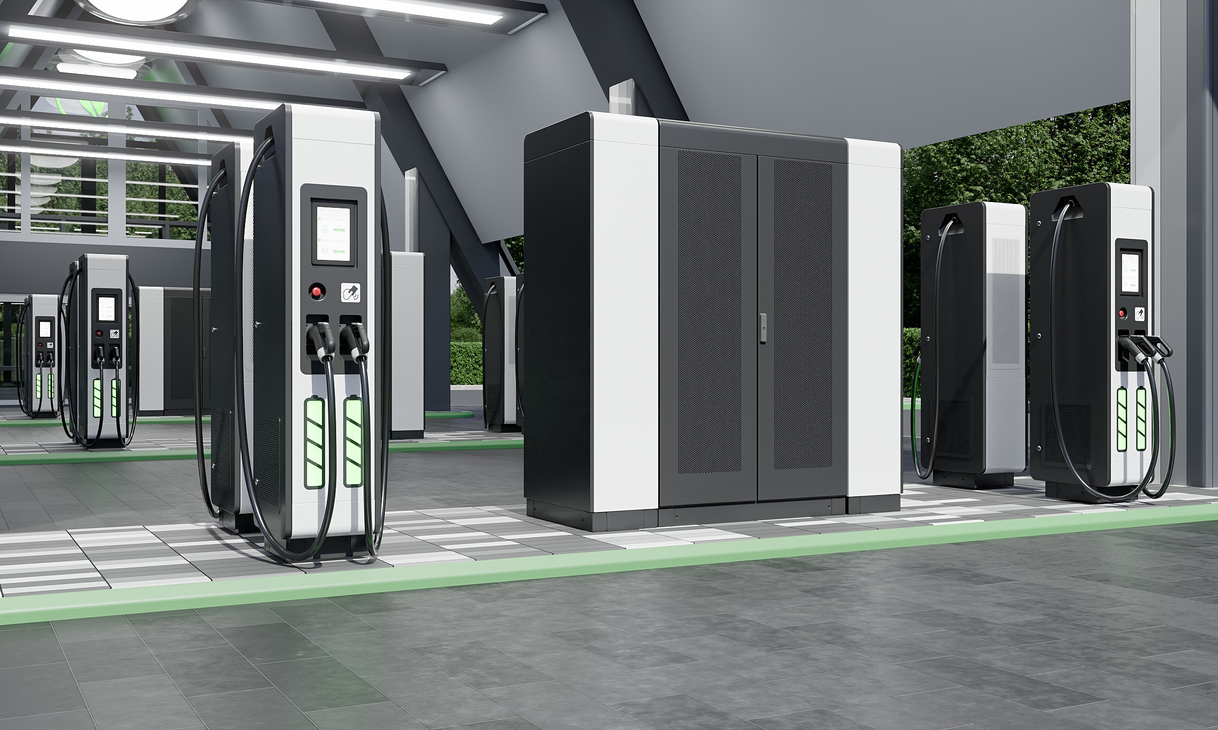 UGV Chargers split system for a charging hub