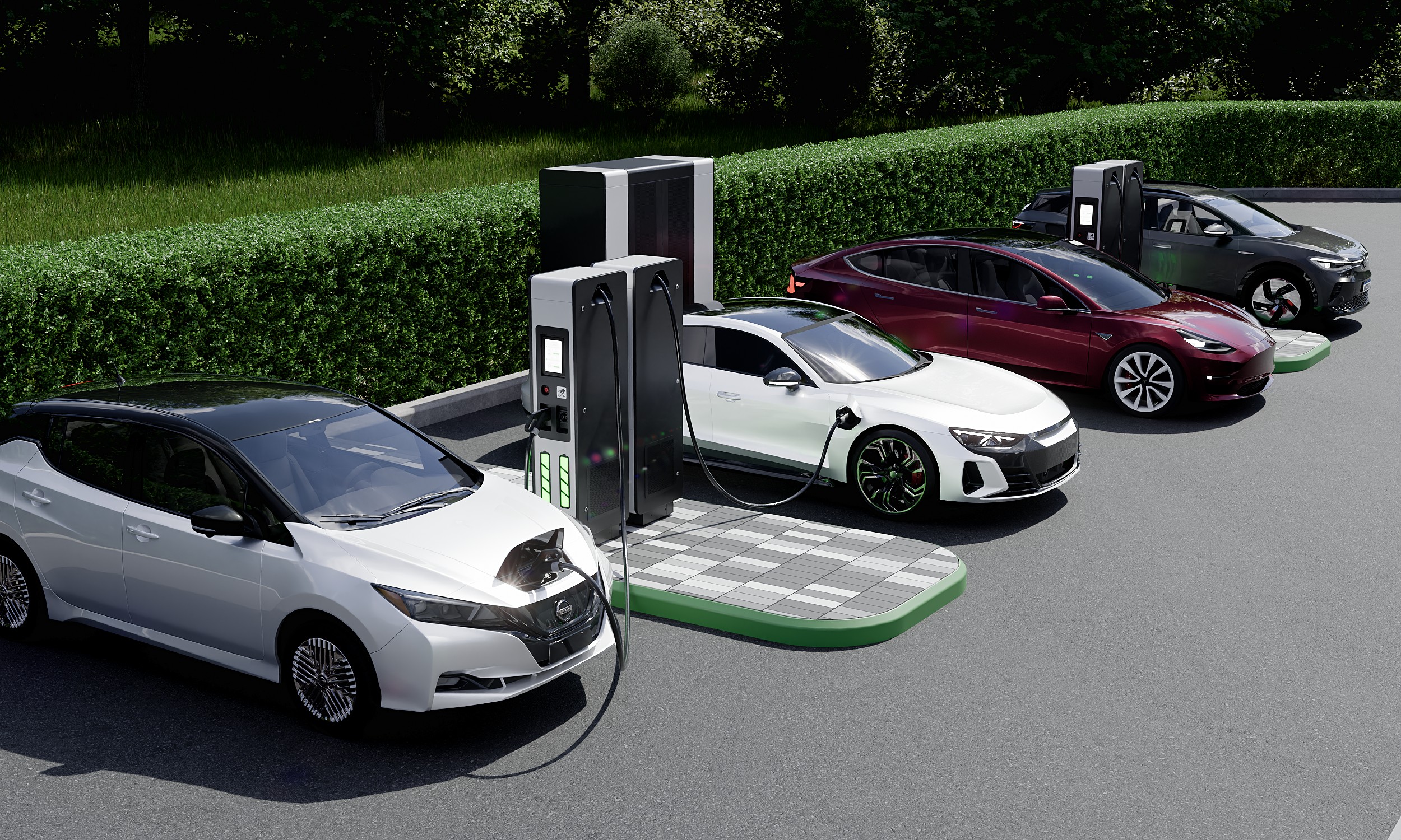 UGV Chargers split system for a car park
