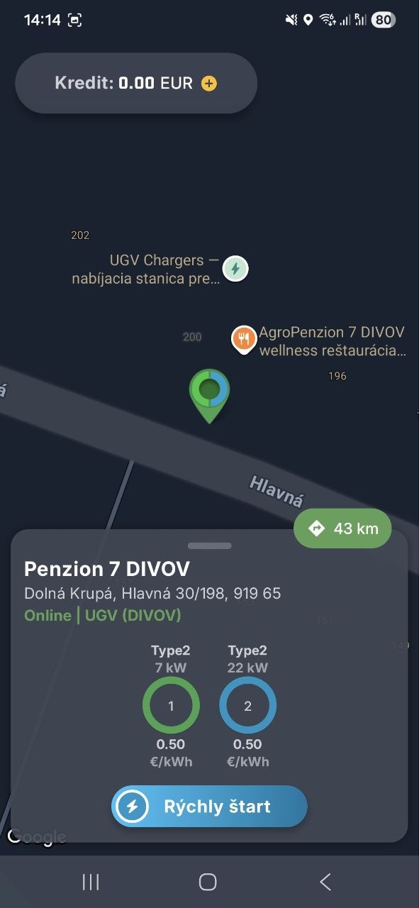 UGV Chargers mobile app – charging station