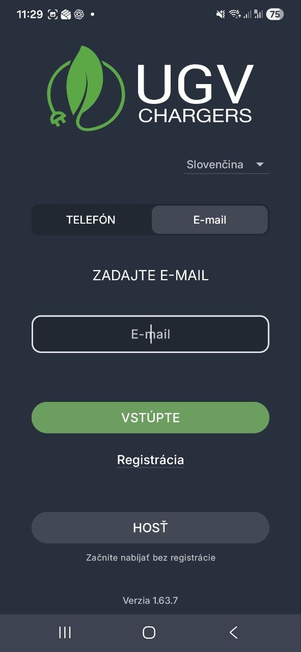 Používateľský profil UGV Chargers
