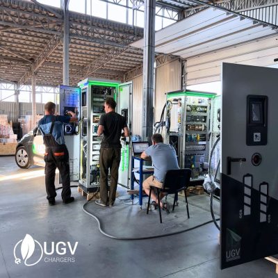 Test elektrických nabíjacích staníc UGV Chargers pred odoslaním pre zákazníka v Indonézii